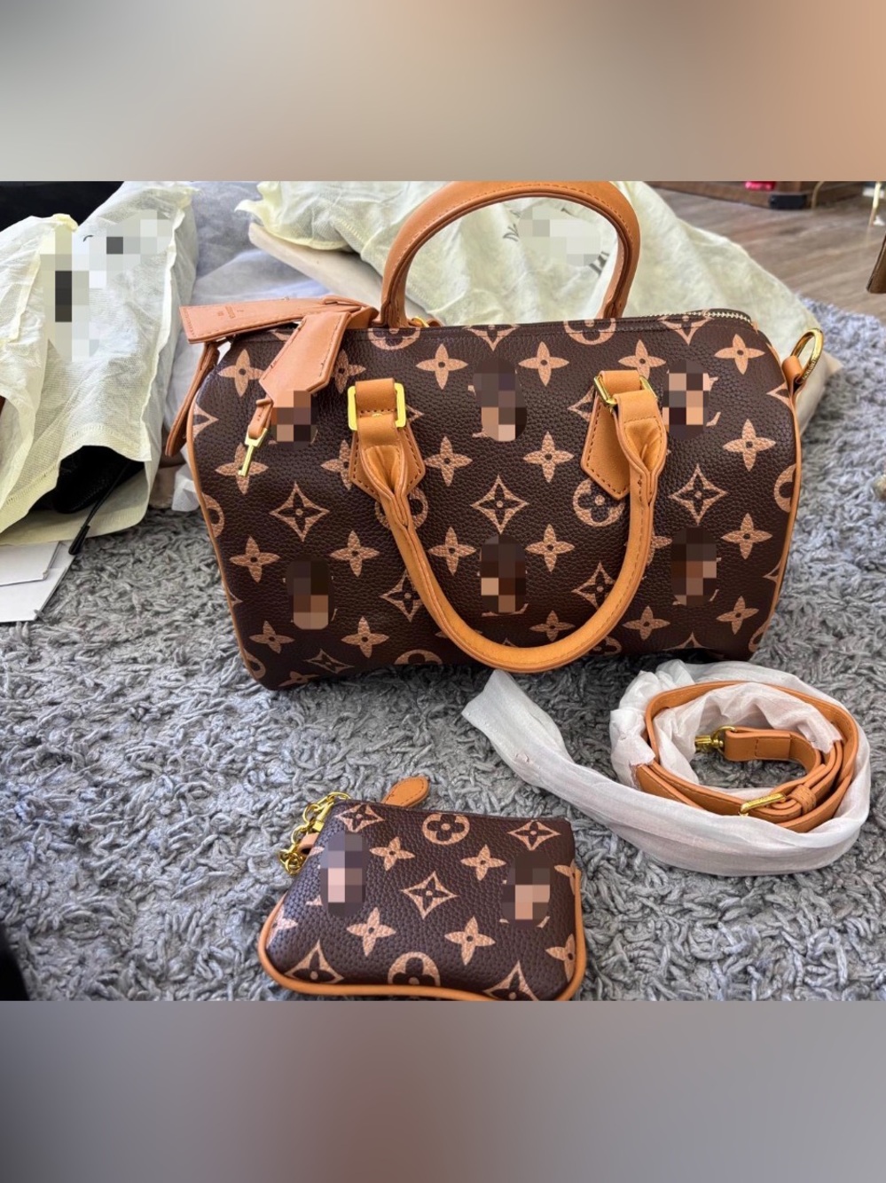Classic Monogram Brown Satchel with Tan Trim